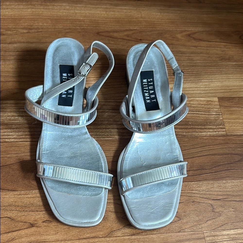 Stuart Weitzman Metallic Silver Sandals